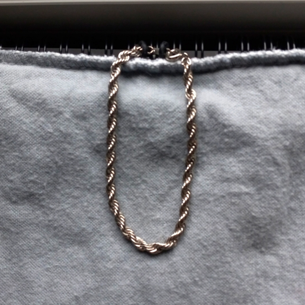 7" sterling silver plated rope bracelet.